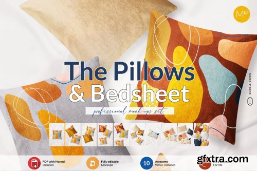 CreativeMarket - Pillows & Bedsheet Mock-ups 6128452