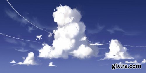 Clouds painting tutorial + 6 Brushes + 3 video process For Clip Studio Paint