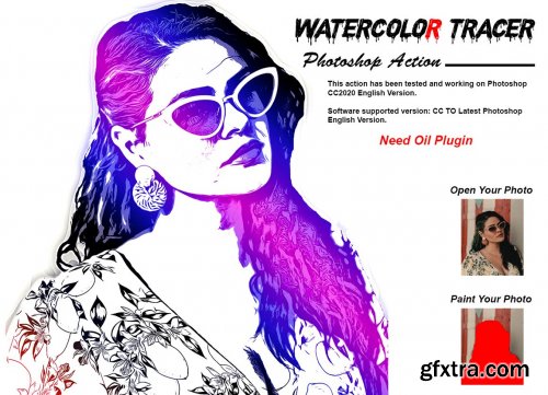CreativeMarket - Watercolor Tracer PS Action 6406294