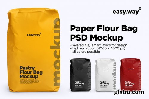 CreativeMarket - Flour Bag in a Front View Mockup 6191410