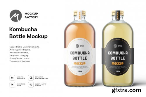 CreativeMarket - Kombucha Bottle Mockup 5193947