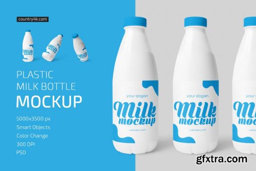 CreativeMarket - Plastic Milk Bottle Mockup 5294612