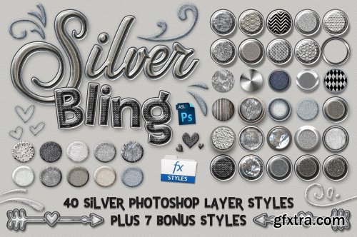 CreativeMarket - Silver Bling Photoshop Layer Styles 5115002