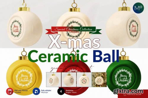 CreativeMarket - Ceramic X-mass Ball Mock-ups 5636720