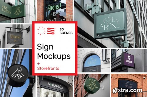 CreativeMarket - Sign Mockups and Storefront Mockups 5628951