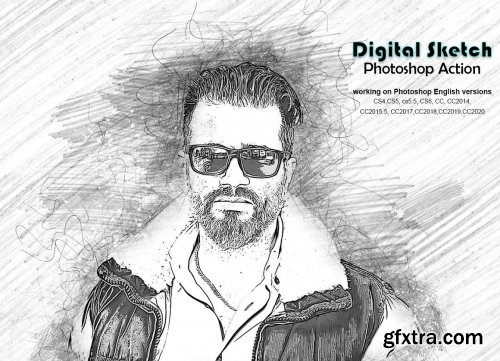 CreativeMarket - Digital Sketch Photoshop Action 5218660