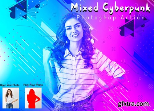 CreativeMarket - Mixed Cyberpunk Photoshop Action 6436029