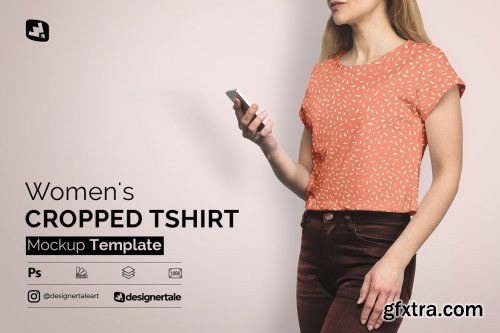 CreativeMarket - Women\'s Cropped Tshirt Mockup 4728864