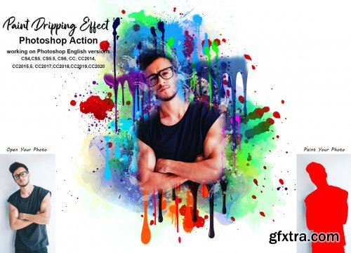 CreativeMarket - Paint Dripping Effect PS Action 5449909