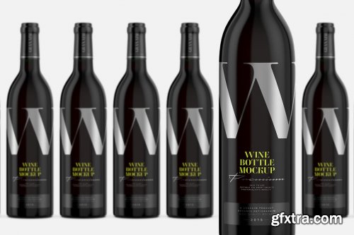 CreativeMarket - Dark Glass Wine Bottle Mockup 4998879
