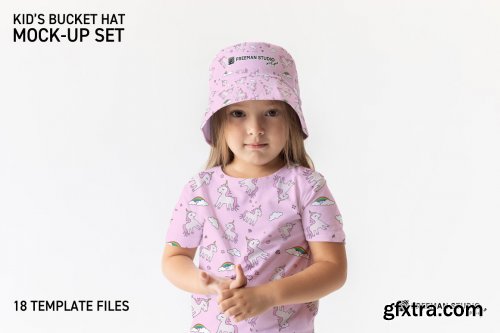 CreativeMarket - Kid\'s Bucket Hat Mock-Up Set 6405612