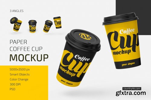 CreativeMarket - Paper Coffee Cup Mockup Set 5338895