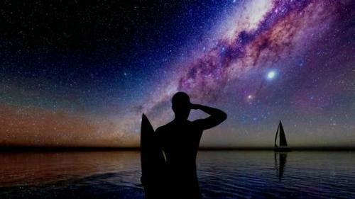 Videohive - Surfer and Milkyway Landscape - 33692746