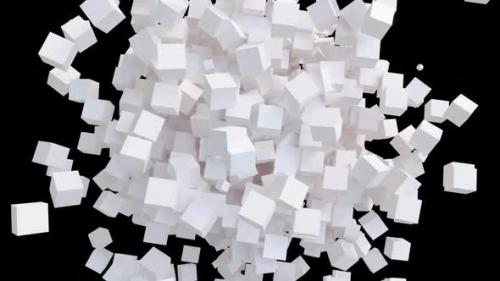 Videohive - Loop Animation of chaotic movement of white cubes - 33706338