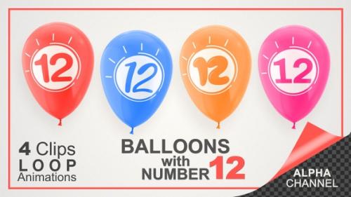 Videohive - Balloons With Number 12 / Happy Twelve Years Old - 33713630