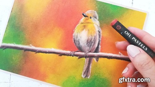 Layering Oil Pastels 101 : Paint a Realistic Bird with Autumn Colors