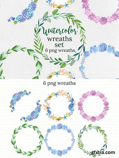 Watercolor Wreaths Set