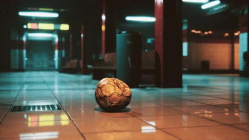 Videohive - Old Soccer Ball in Empty Subway - 33768576