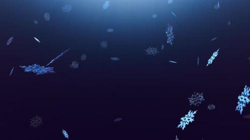 Videohive - Animation of a beautiful Christmas snow with large snowflakes on a blue background. - 33776001