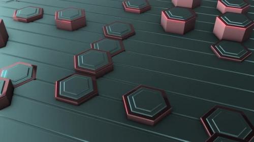 Videohive - 4K Red Blue Hexagonal Background Close Up - 33776707