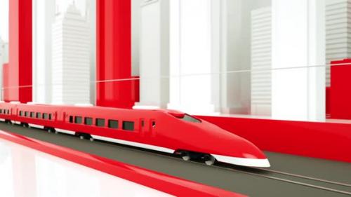 Videohive - High-speed train animation. Electric passenger train. Very fast driving. journey and travel concept. - 33708221