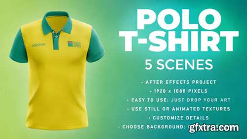 Videohive Polo T-shirt - 5 Scenes Mockup Template - Animated Mockup PRO 33808963