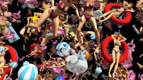 Videohive - Bikini girls dancing, inflatables, beach balls and bodybuilders - 33848305