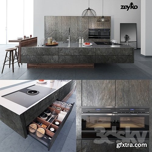 Kitchen Zeyko Forum Stone Oceangreen 3d Model