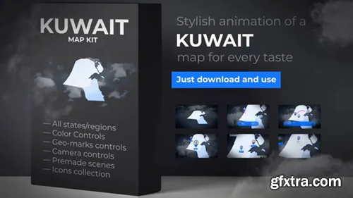 Videohive Kuwait Map - State of Kuwait Map Kit 28165339