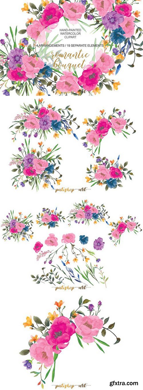 Colorful Romantic Floral Clip Art