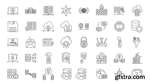 Videohive Database & Security Line Icons 33970713