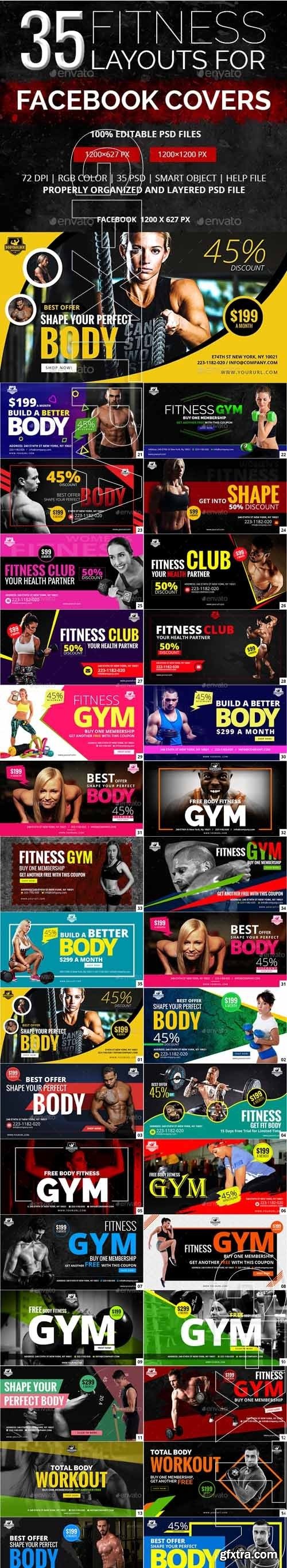 GraphicRiver - 70 Fitness Facebook Banners 19724623