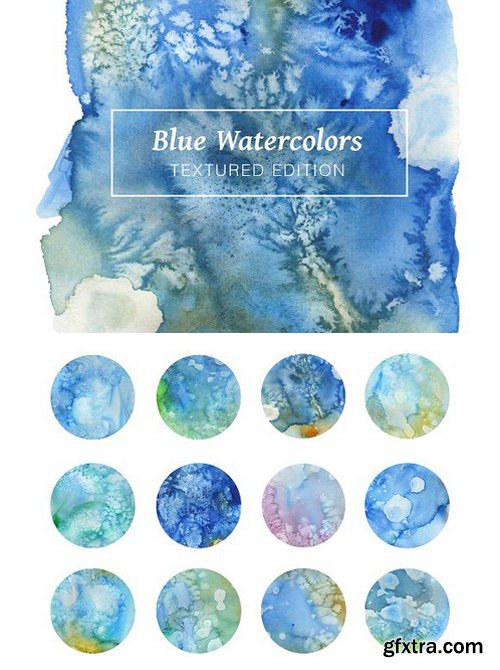 Blue Textured Watercolors