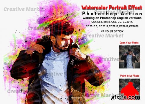 CreativeMarket - Watercolor Portrait Effect PS 6471713