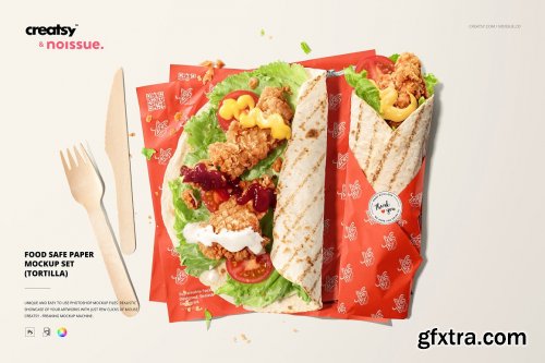 CreativeMarket - Food Safe Paper Mockup (tortilla) 6405424