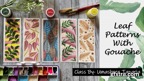 Leaf Patterns With Gouache- Learn to Paint 5 Easy Therapeutic Bookmark Pattern