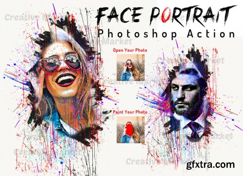 CreativeMarket - Face Portrait Photoshop Action 6495555