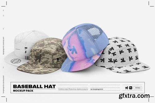 Creativemarket - Baseball Hat Full Cap Trucker Mockup 6146781