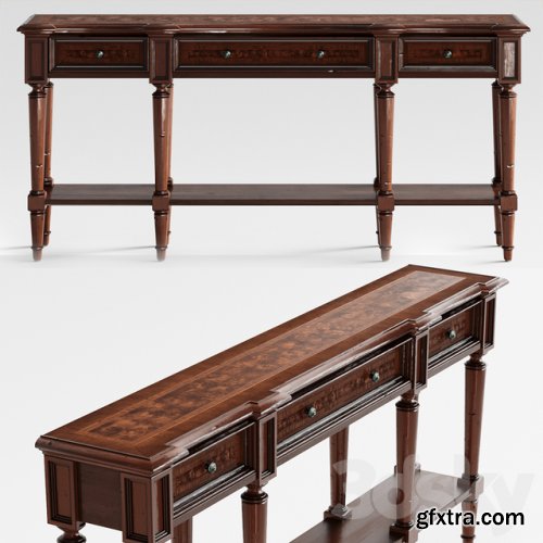Hooker Furniture Living Room Grandover Three Drawer Console Table