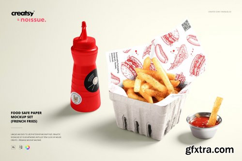 CreativeMarket - Food Safe Paper Mockup french fries 6396756