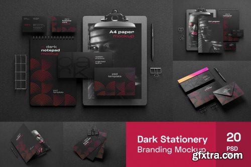 CreativeMarket - Dark Stationery Branding Mockup Set 6475038