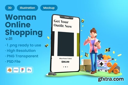 3D Woman Online Shopping