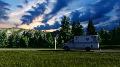 Videohive - Ambulance Van On Road - 34054052