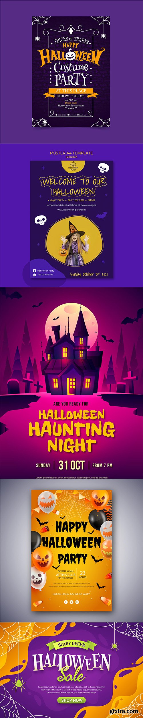 Realistic halloween party vertical flyer template vol7