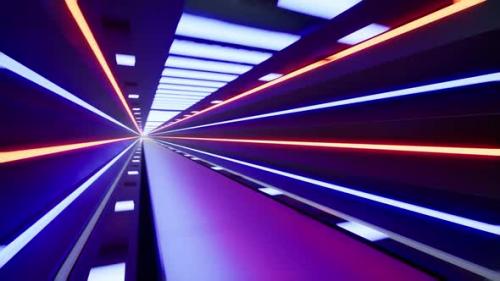 Videohive - Fly Inside A Futuristic Metal Corridor With Neon Colored Laser Lines 3 - 34134642