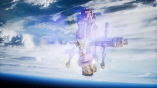 Videohive - Highly Detailed Huge Spaceship Approaching to the Earth - 34136103
