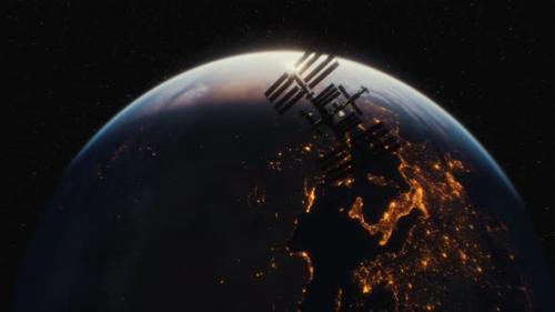 Videohive - International Space Station in Outer Space Over the Planet Earth Orbit - 34136299