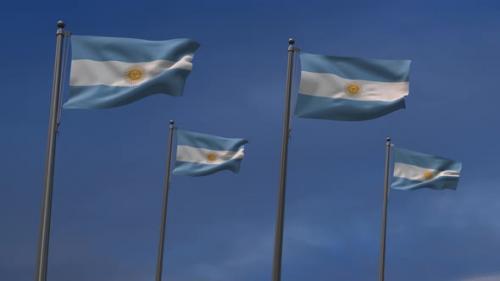 Videohive - Argentina Flags In The Blue Sky - 4K - 34137531