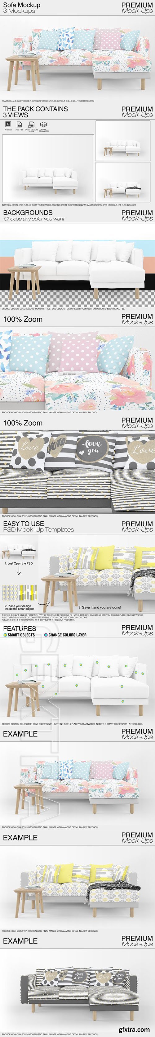 CreativeMarket - Sofa & Pillows Mockup Pack 2162737