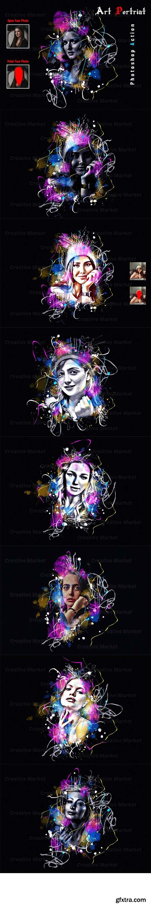 CreativeMarket - Art Portrait Photoshop Action 6569458